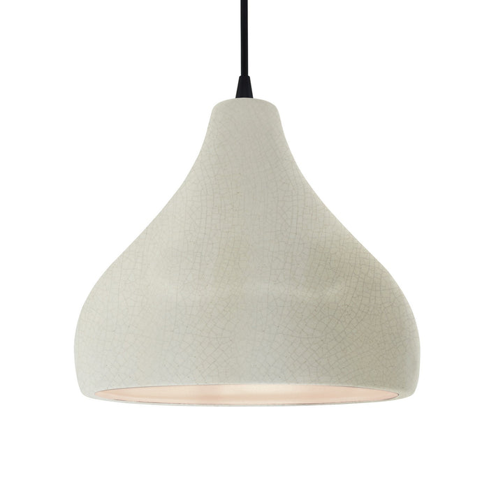 Justice Designs CER-6565-CRK-MBLK-BKCD One Light Pendant, White Crackle