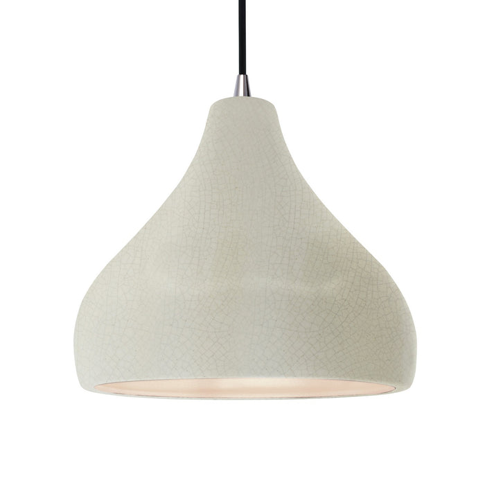 Justice Designs CER-6565-CRK-NCKL-BKCD One Light Pendant, White Crackle