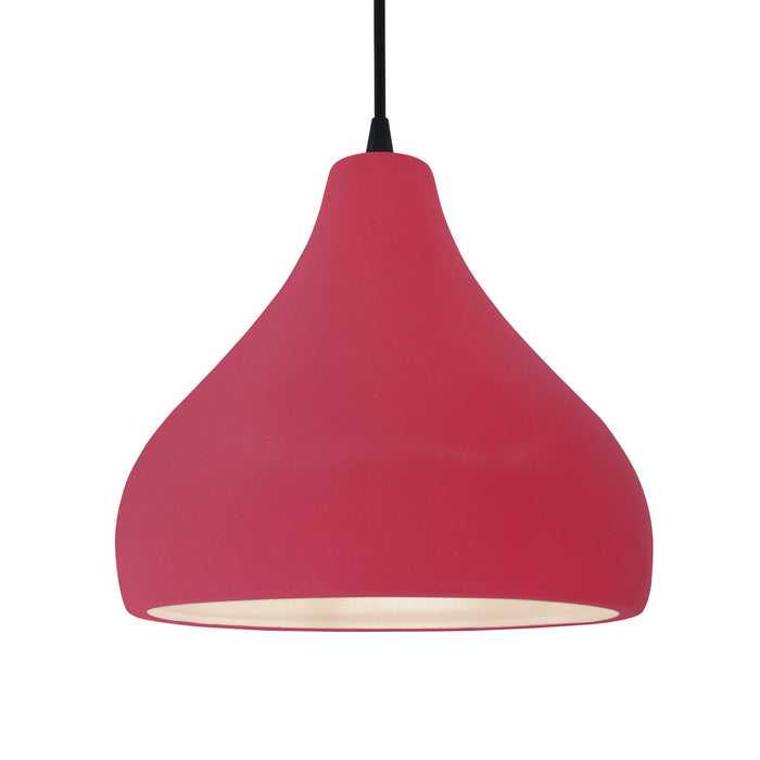 Justice Designs CER-6565-CRSE-MBLK-BKCD One Light Pendant, Cerise
