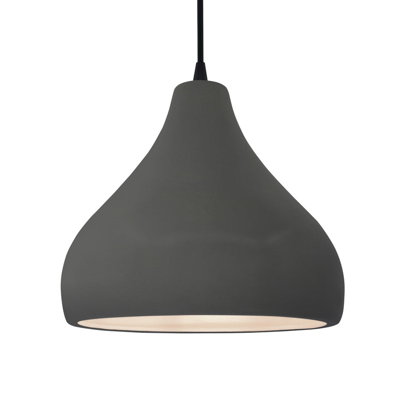 Justice Designs CER-6565-GRY-MBLK-BKCD One Light Pendant, Gloss Grey