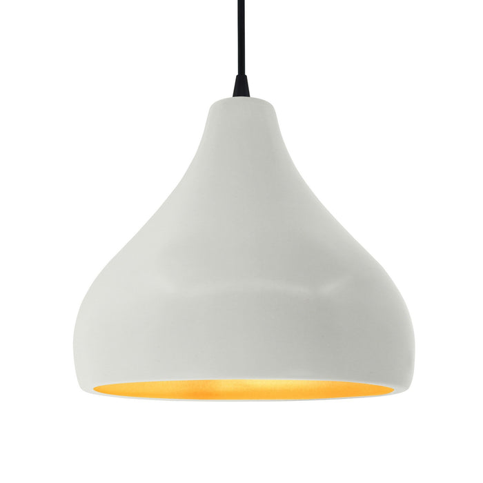 Justice Designs CER-6565-MTGD-MBLK-BKCD One Light Pendant, Matte White w/ Champagne Gold