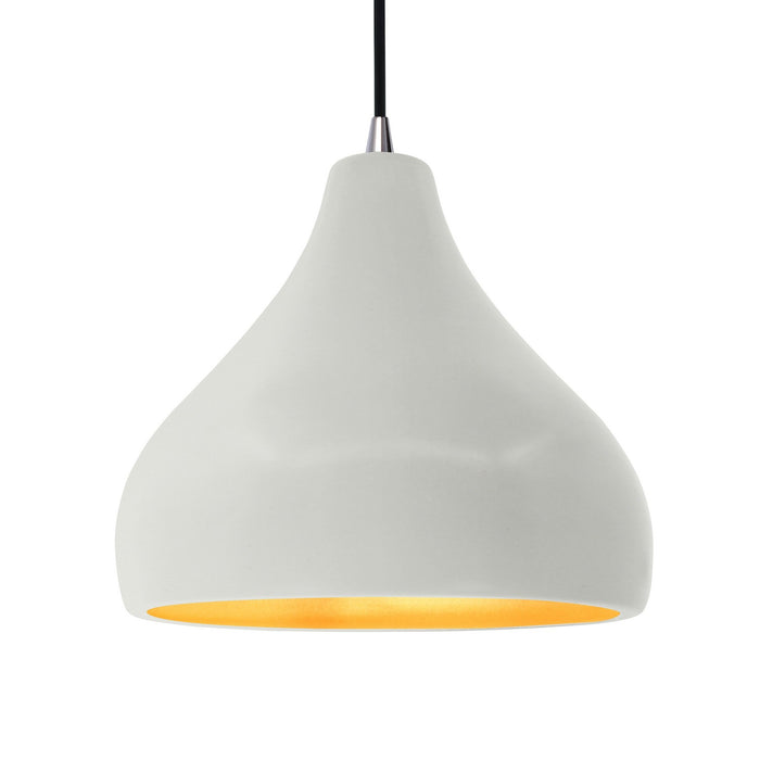 Justice Designs CER-6565-MTGD-NCKL-BKCD One Light Pendant, Matte White w/ Champagne Gold