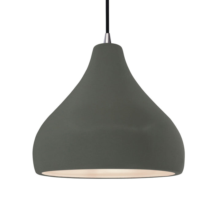 Justice Designs CER-6565-PWGN-NCKL-BKCD One Light Pendant, Pewter Green