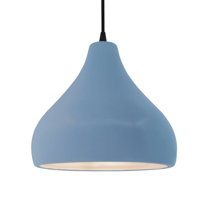 Justice Designs CER-6565-SKBL-MBLK-BKCD One Light Pendant, Sky Blue