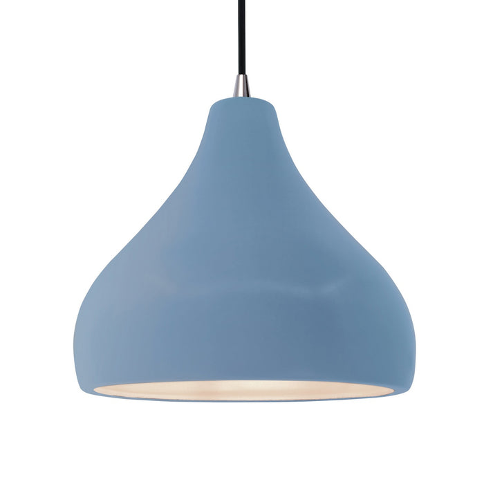 Justice Designs CER-6565-SKBL-NCKL-BKCD One Light Pendant, Sky Blue