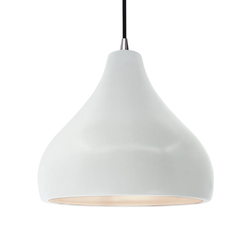 Justice Designs CER-6565-WHT-NCKL-BKCD One Light Pendant, Gloss White