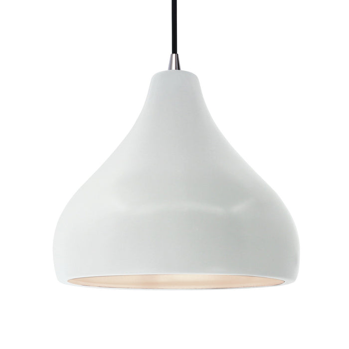 Justice Designs CER-6565-WTWT-NCKL-BKCD One Light Pendant, Gloss White (outside and inside of fixture)