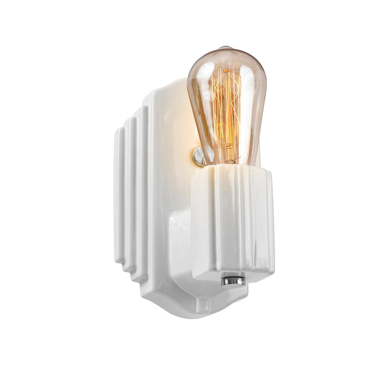 Justice Designs CER-7041-WHT-NCKL One Light Wall Sconce, Gloss White