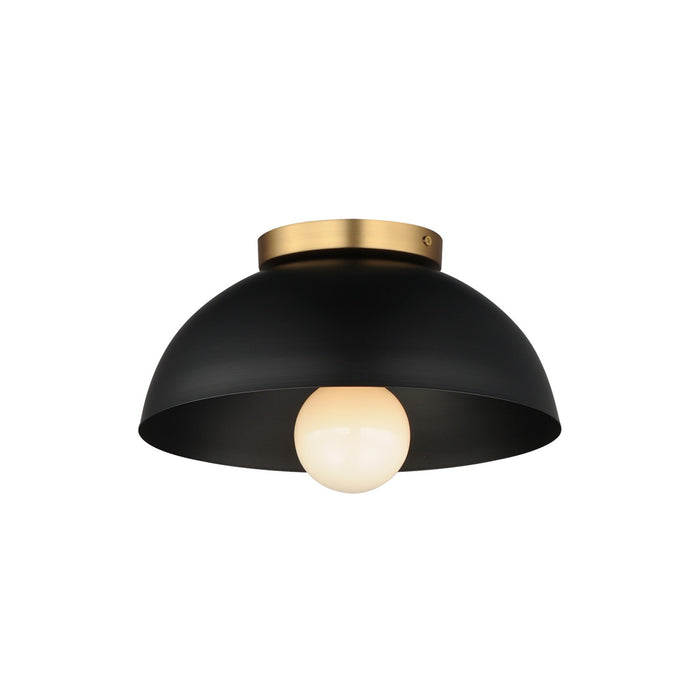 Maxim 10020BKNAB One Light Flush Mount, Black / Natural Aged Brass