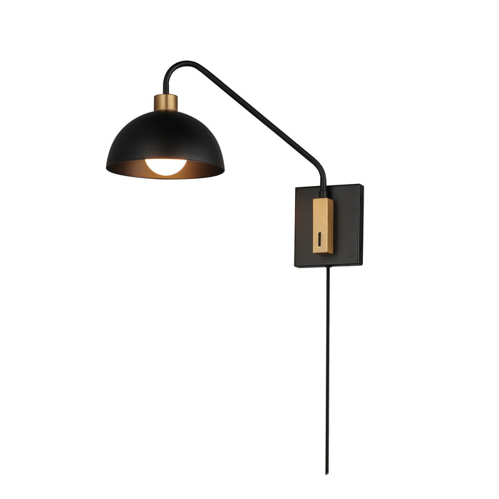 Maxim 10021BKNAB One Light Wall Sconce, Black / Natural Aged Brass