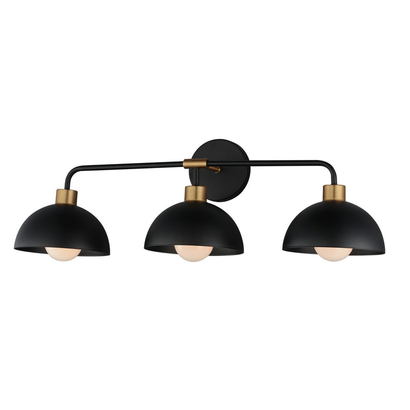Maxim 10023BKNAB Three Light Bath Vanity, Black / Natural Aged Brass
