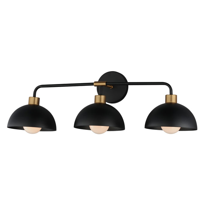Maxim 10023BKNAB Three Light Bath Vanity, Black / Natural Aged Brass