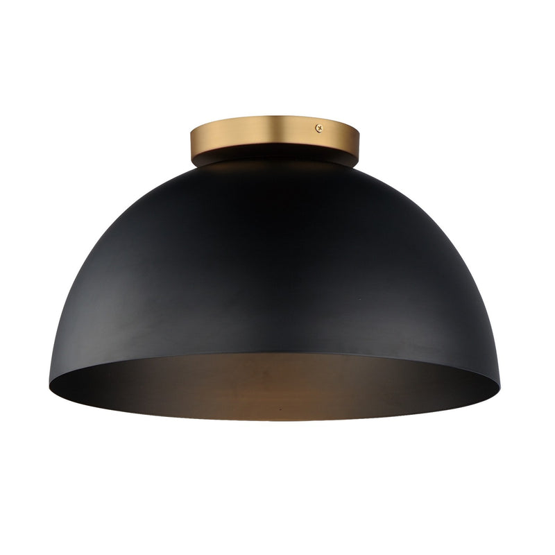 Maxim 10029BKNAB One Light Flush Mount, Black / Natural Aged Brass