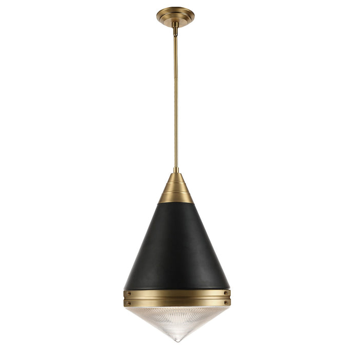Maxim 10396PRBKNAB One Light Pendant, Black / Natural Aged Brass