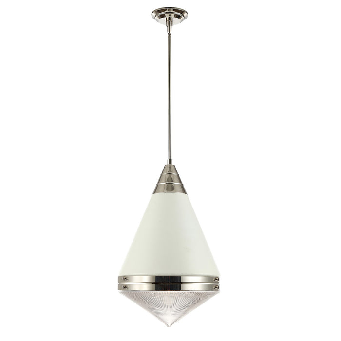 Maxim 10396PRWTPN One Light Pendant, White / Polished Nickel