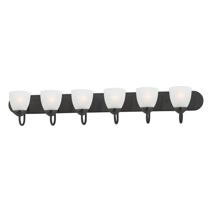 Maxim 11386FTBK Six Light Bath Vanity, Black