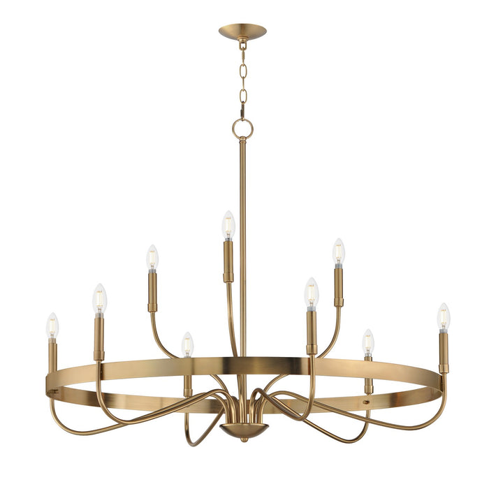 Maxim 14499HR Nine Light Chandelier, Heritage