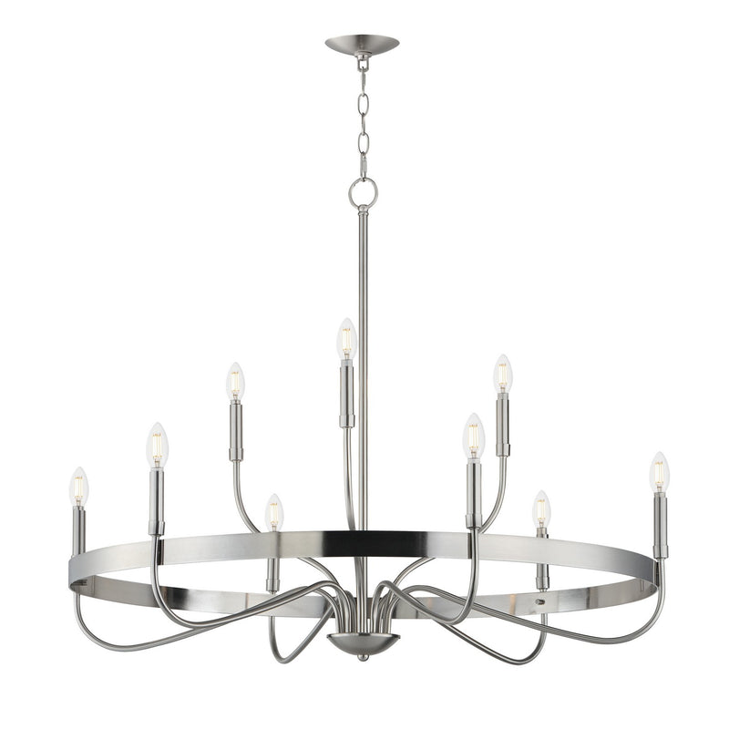 Maxim 14499SN Nine Light Chandelier, Satin Nickel