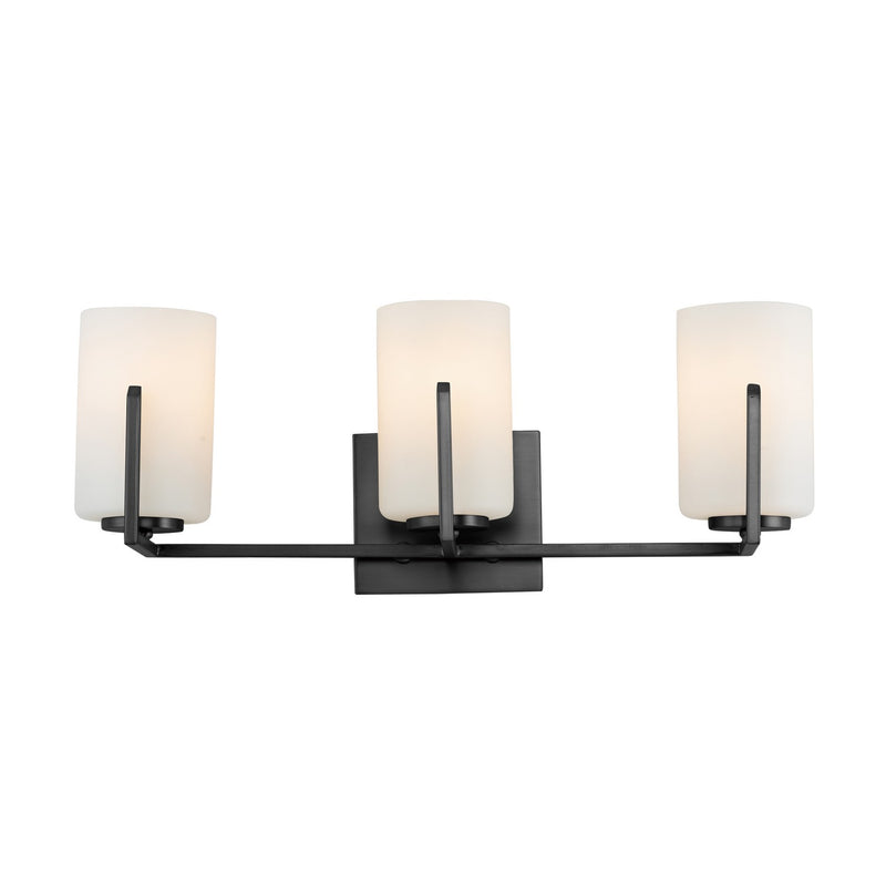 Maxim 21283SWBK Three Light Bath Vanity, Black