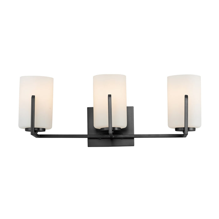 Maxim 21283SWBK Three Light Bath Vanity, Black