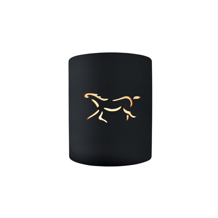 Justice Designs CER-9010-BLK-HRSE One Light Wall Sconce, Gloss Black