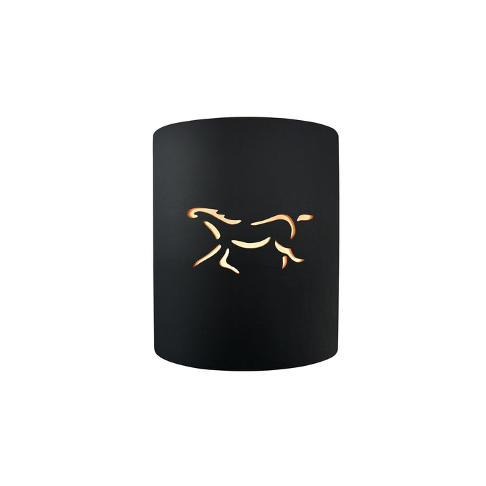 Justice Designs CER-9010-CRB-HRSE One Light Wall Sconce, Carbon - Matte Black