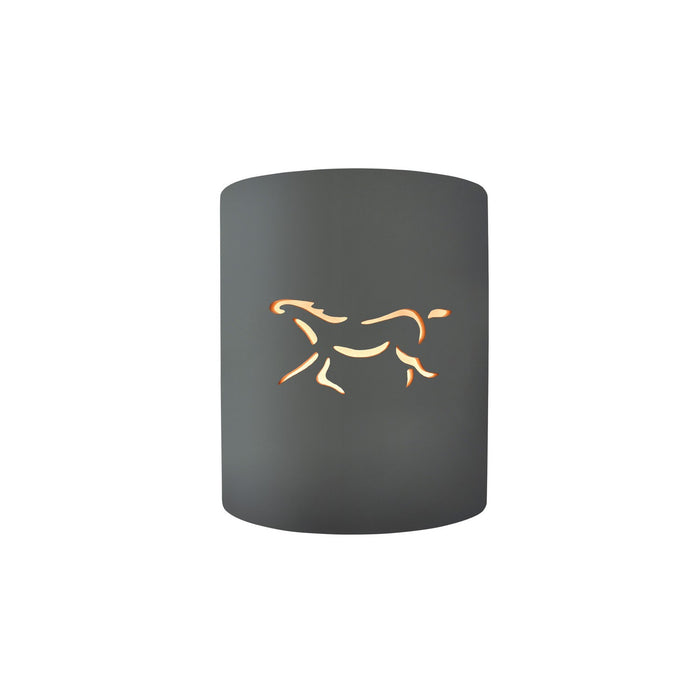Justice Designs CER-9010-GRY-HRSE One Light Wall Sconce, Gloss Grey