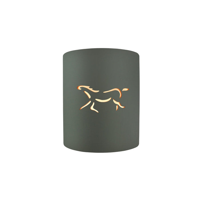 Justice Designs CER-9010-PWGN-HRSE One Light Wall Sconce, Pewter Green
