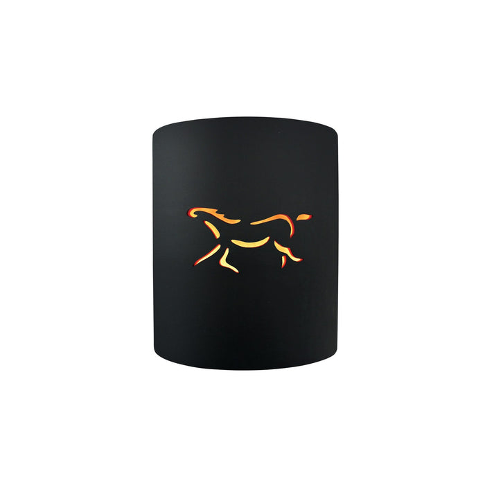 Justice Designs CER-9010W-CBGD-HRSE One Light Outdoor Wall Sconce, Carbon Matte Black w/ Champagne Gold