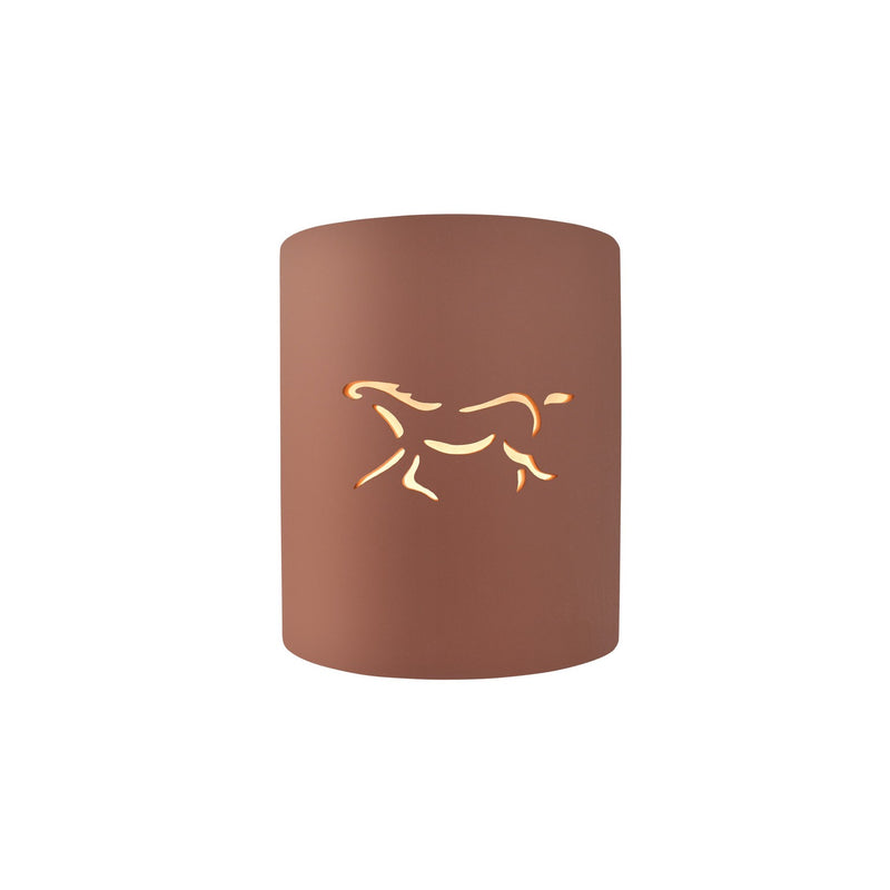 Justice Designs CER-9010W-CLAY-HRSE One Light Outdoor Wall Sconce, Canyon Clay