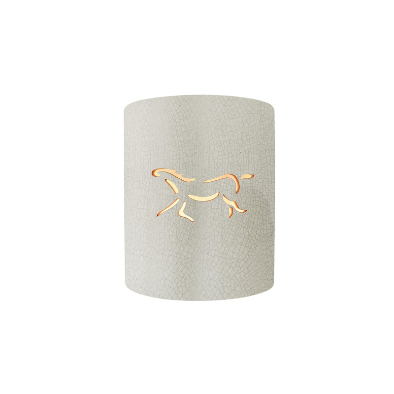 Justice Designs CER-9010W-CRK-HRSE One Light Outdoor Wall Sconce, White Crackle