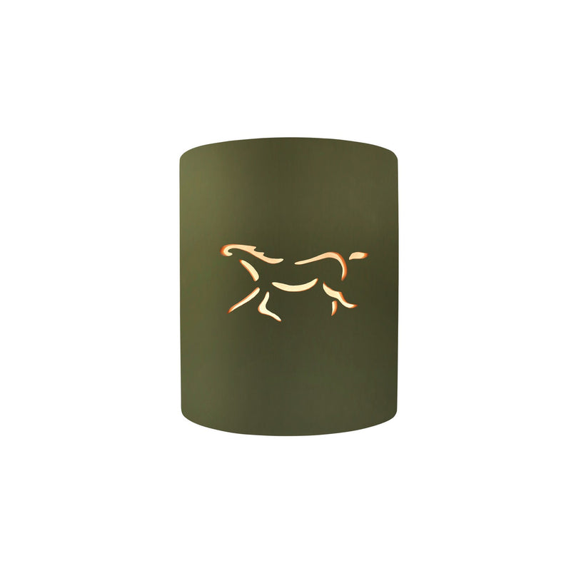 Justice Designs CER-9010W-MGRN-HRSE One Light Outdoor Wall Sconce, Matte Green