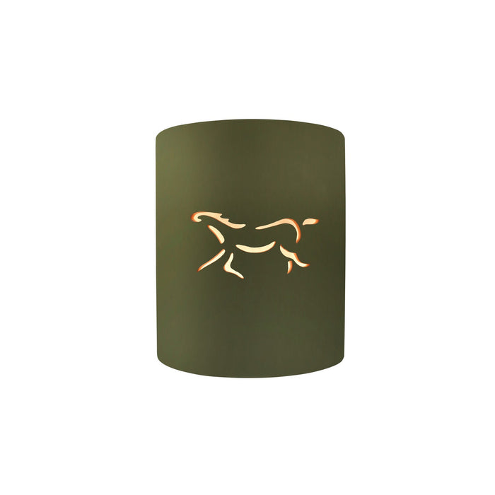 Justice Designs CER-9010W-MGRN-HRSE One Light Outdoor Wall Sconce, Matte Green