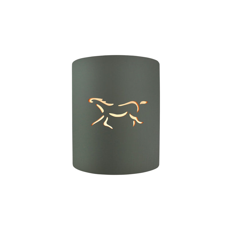 Justice Designs CER-9010W-PWGN-HRSE One Light Outdoor Wall Sconce, Pewter Green
