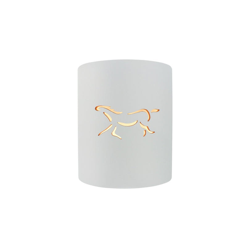 Justice Designs CER-9010-WTWT-HRSE One Light Wall Sconce, Gloss White (outside and inside of fixture)