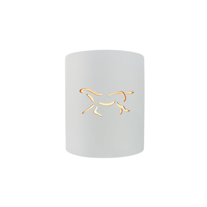 Justice Designs CER-9010W-WTWT-HRSE One Light Outdoor Wall Sconce, Gloss White (outside and inside of fixture)