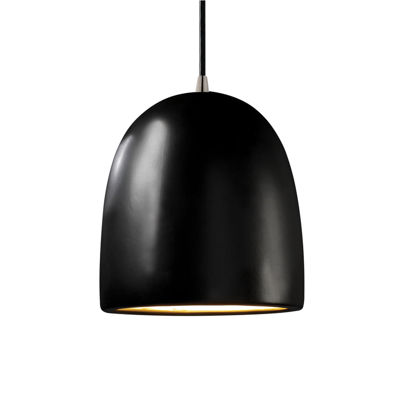 Justice Designs CER-9615-CRB-NCKL-BKCD One Light Pendant, Carbon - Matte Black