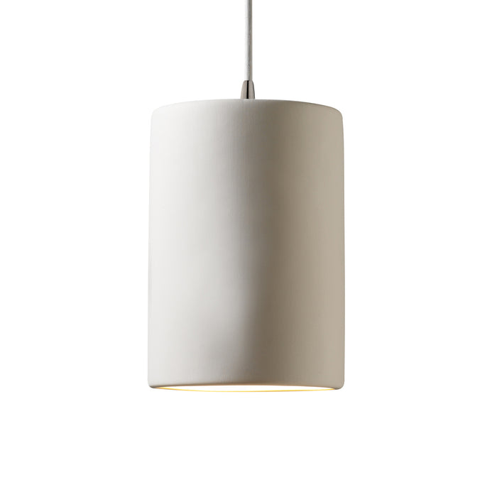 Justice Designs CER-9620-BIS-NCKL-WTCD One Light Pendant, Bisque