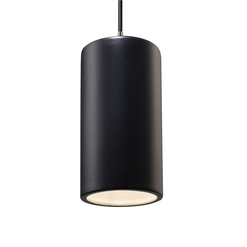 Justice Designs CER-9625-CRB-CROM-BKCD One Light Pendant, Carbon - Matte Black