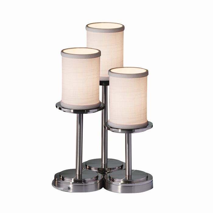 Justice Designs FAB-8797-10-WHTE-NCKL Three Light Table Lamp, Brushed Nickel
