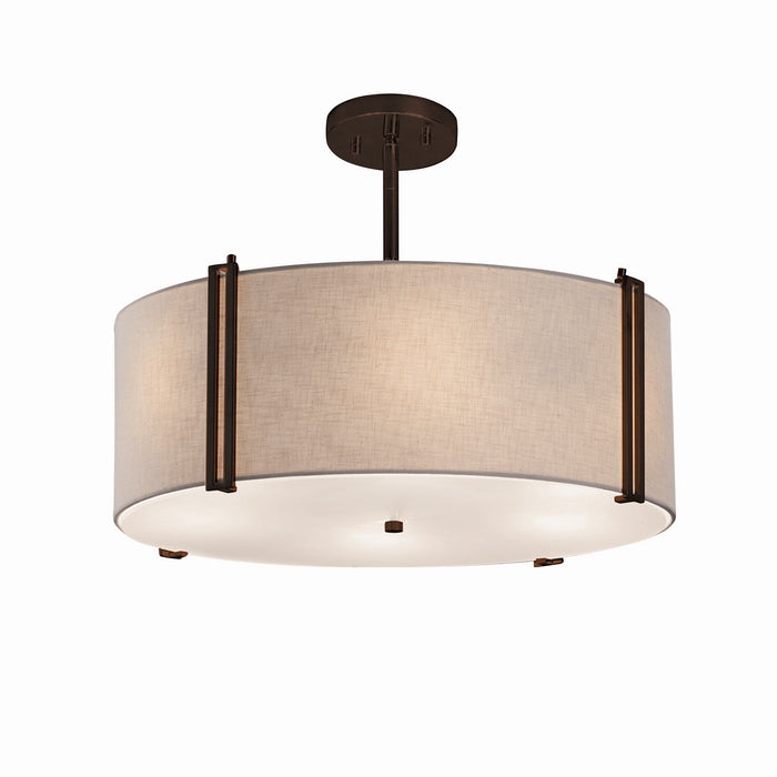 Justice Designs FAB-9511-WHTE-DBRZ Three Light Pendant, Dark Bronze