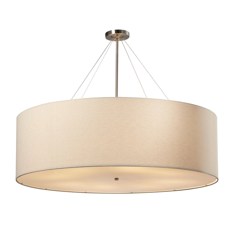 Justice Designs FAB-9597-CREM-NCKL Eight Light Pendant, Brushed Nickel