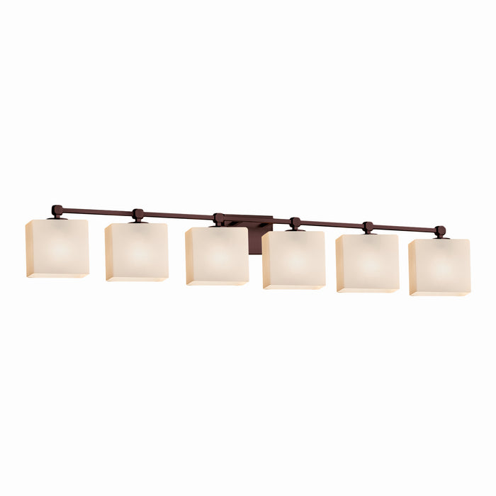 Justice Designs FSN-8426-55-OPAL-DBRZ Six Light Bath Bar, Dark Bronze