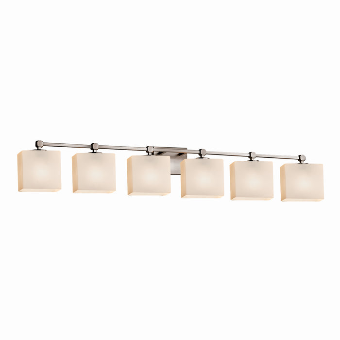 Justice Designs FSN-8426-55-OPAL-NCKL Six Light Bath Bar, Brushed Nickel