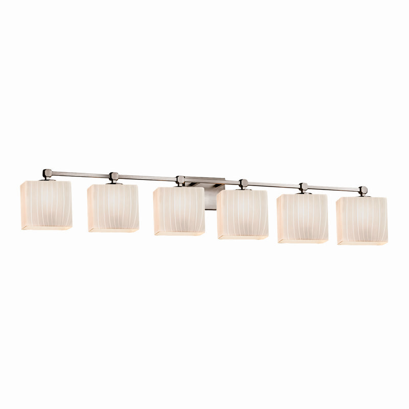 Justice Designs FSN-8426-55-RBON-NCKL Six Light Bath Bar, Brushed Nickel