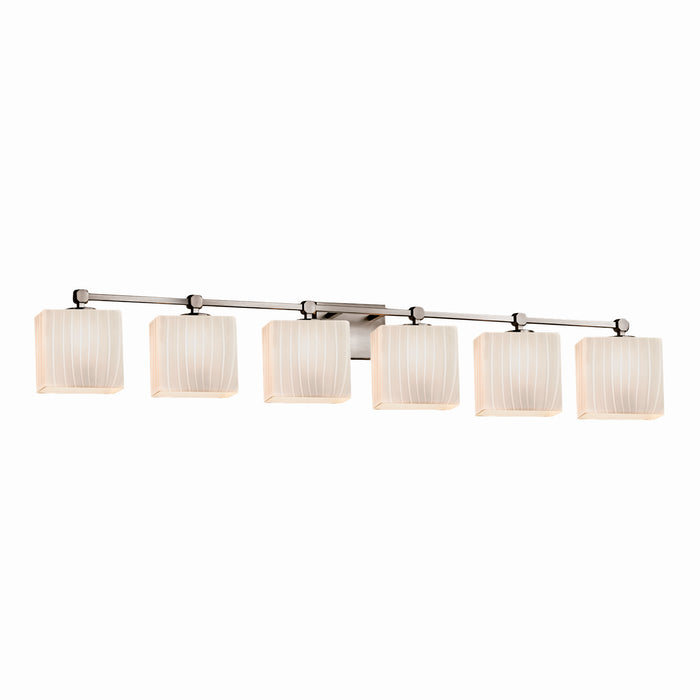 Justice Designs FSN-8426-55-RBON-NCKL Six Light Bath Bar, Brushed Nickel