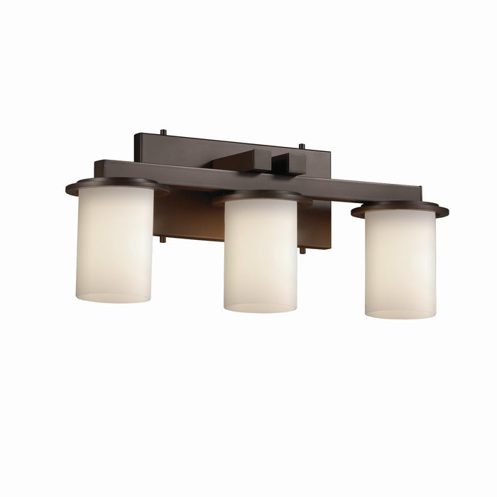 Justice Designs FSN-8773-10-OPAL-DBRZ Three Light Bath Bar, Dark Bronze