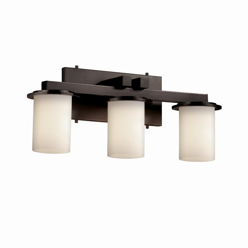 Justice Designs FSN-8773-10-OPAL-MBLK Three Light Bath Bar, Matte Black