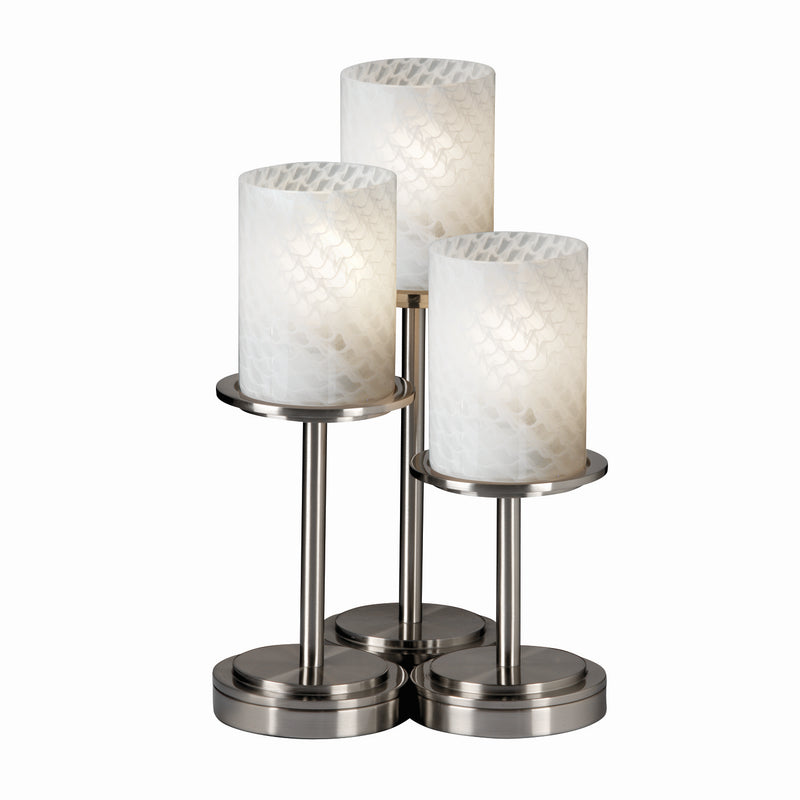 Justice Designs FSN-8797-10-WEVE-NCKL Three Light Table Lamp, Brushed Nickel