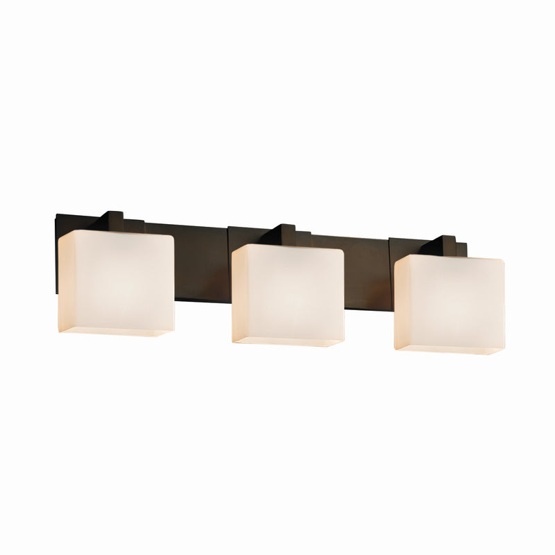 Justice Designs FSN-8923-55-OPAL-DBRZ Three Light Bath Bar, Dark Bronze